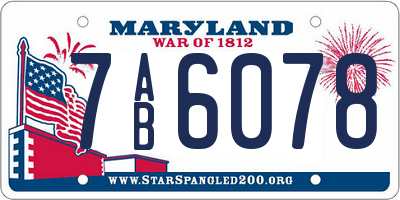 MD license plate 7AB6078