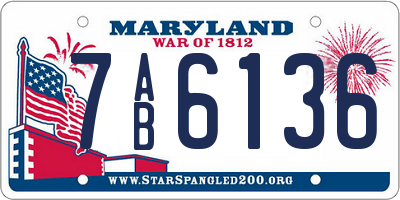MD license plate 7AB6136