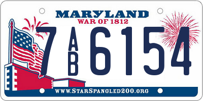 MD license plate 7AB6154
