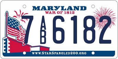 MD license plate 7AB6182