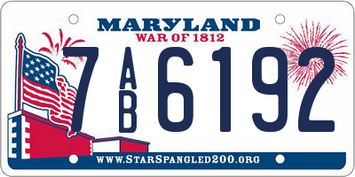MD license plate 7AB6192