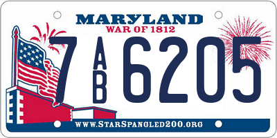 MD license plate 7AB6205