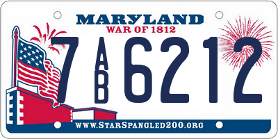 MD license plate 7AB6212