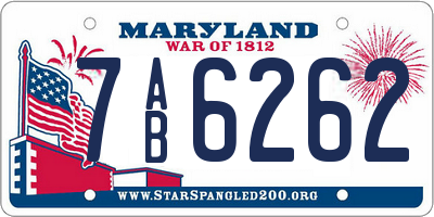 MD license plate 7AB6262