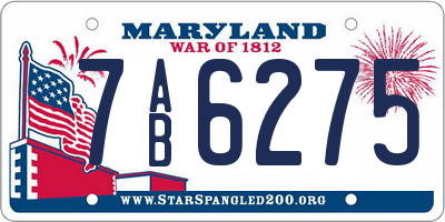 MD license plate 7AB6275