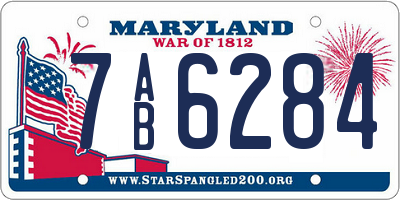 MD license plate 7AB6284