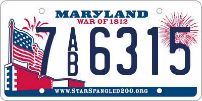 MD license plate 7AB6315