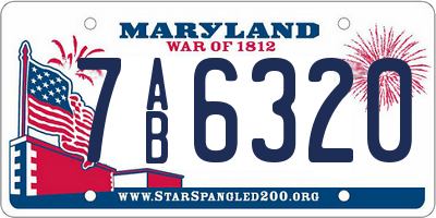 MD license plate 7AB6320