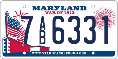 MD license plate 7AB6331