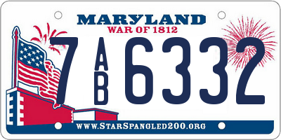 MD license plate 7AB6332