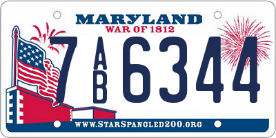 MD license plate 7AB6344