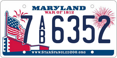 MD license plate 7AB6352