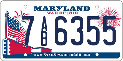 MD license plate 7AB6355