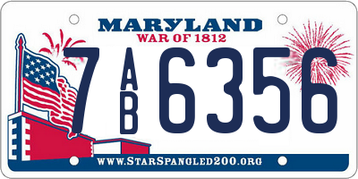 MD license plate 7AB6356