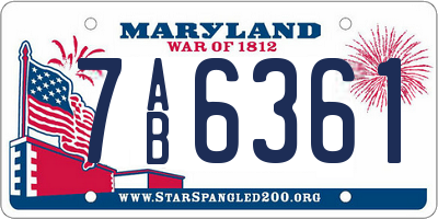 MD license plate 7AB6361