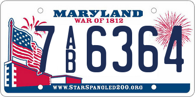MD license plate 7AB6364