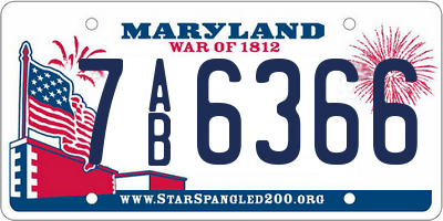 MD license plate 7AB6366