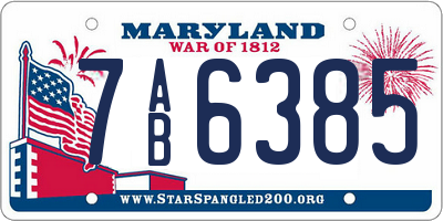MD license plate 7AB6385
