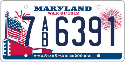 MD license plate 7AB6391