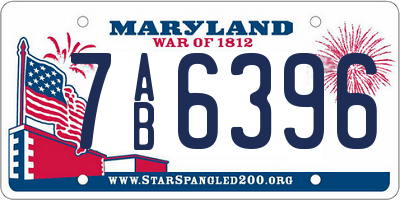 MD license plate 7AB6396