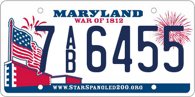 MD license plate 7AB6455
