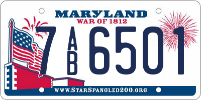 MD license plate 7AB6501