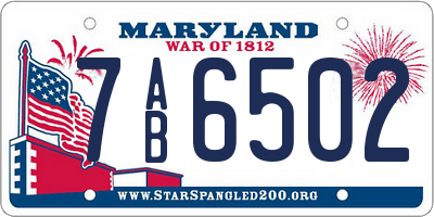 MD license plate 7AB6502