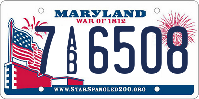 MD license plate 7AB6508