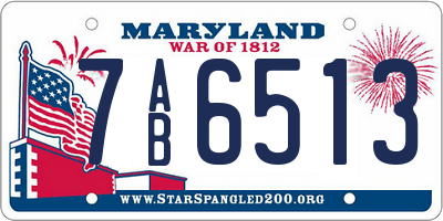 MD license plate 7AB6513