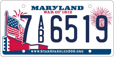 MD license plate 7AB6519