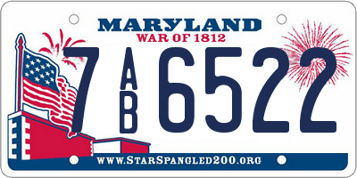 MD license plate 7AB6522