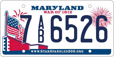 MD license plate 7AB6526