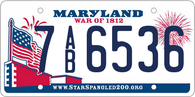 MD license plate 7AB6536