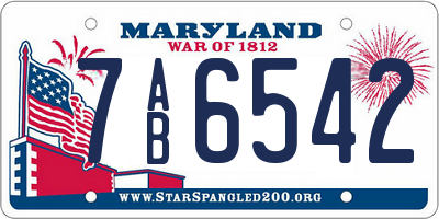 MD license plate 7AB6542