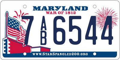 MD license plate 7AB6544