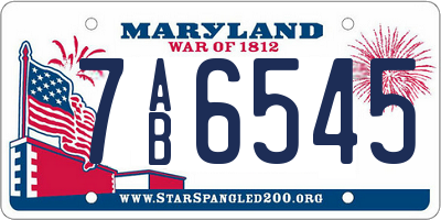 MD license plate 7AB6545