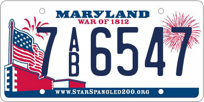 MD license plate 7AB6547