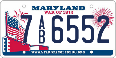 MD license plate 7AB6552
