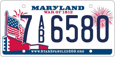 MD license plate 7AB6580