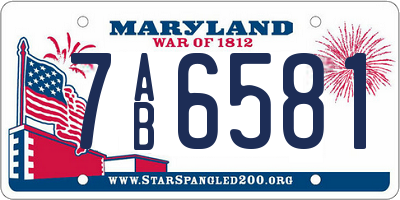 MD license plate 7AB6581