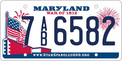MD license plate 7AB6582