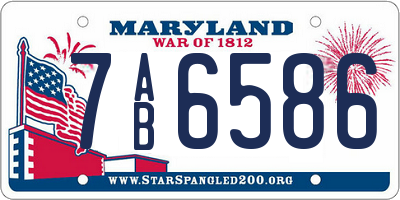 MD license plate 7AB6586