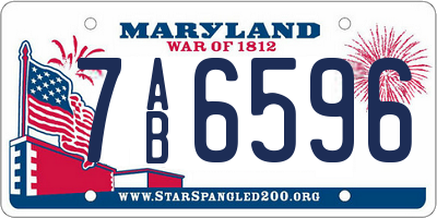 MD license plate 7AB6596