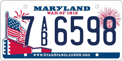 MD license plate 7AB6598