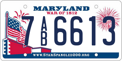 MD license plate 7AB6613
