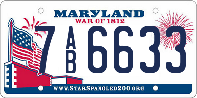 MD license plate 7AB6633