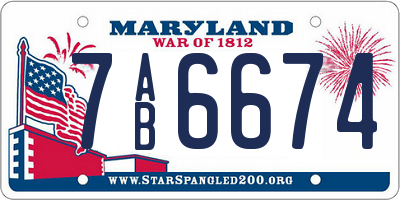 MD license plate 7AB6674