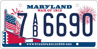 MD license plate 7AB6690