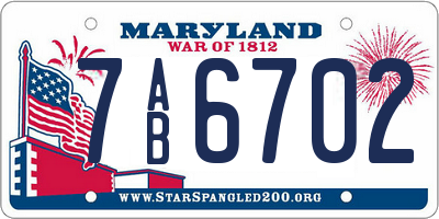 MD license plate 7AB6702