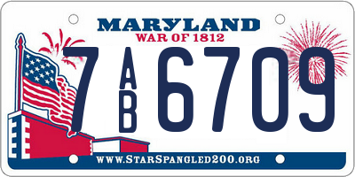 MD license plate 7AB6709